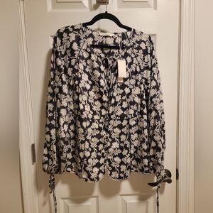 Rebecca Taylor Floral Top, Size 16, Black
